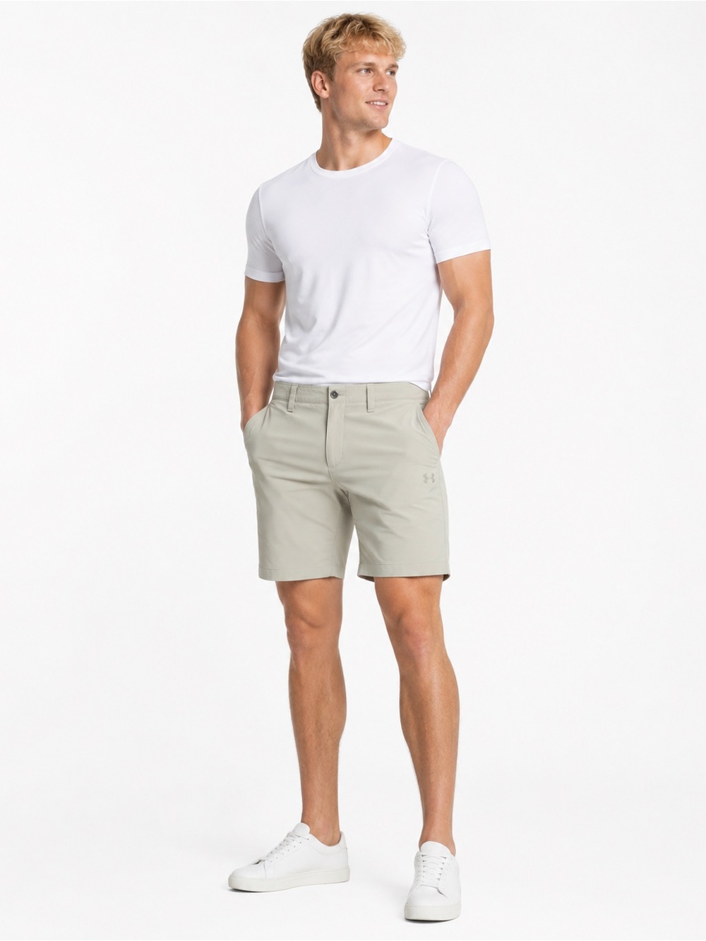 Under Armour Men's Light Beige Performance Flat-Front Shorts